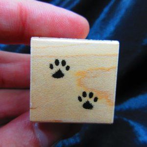 Paw Prints Wood Mounted Stamp 1" X 1"